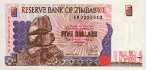 p5r from Zimbabwe: 5 Dollars from 1997