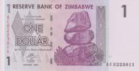 p65a from Zimbabwe: 1 Dollar from 2007