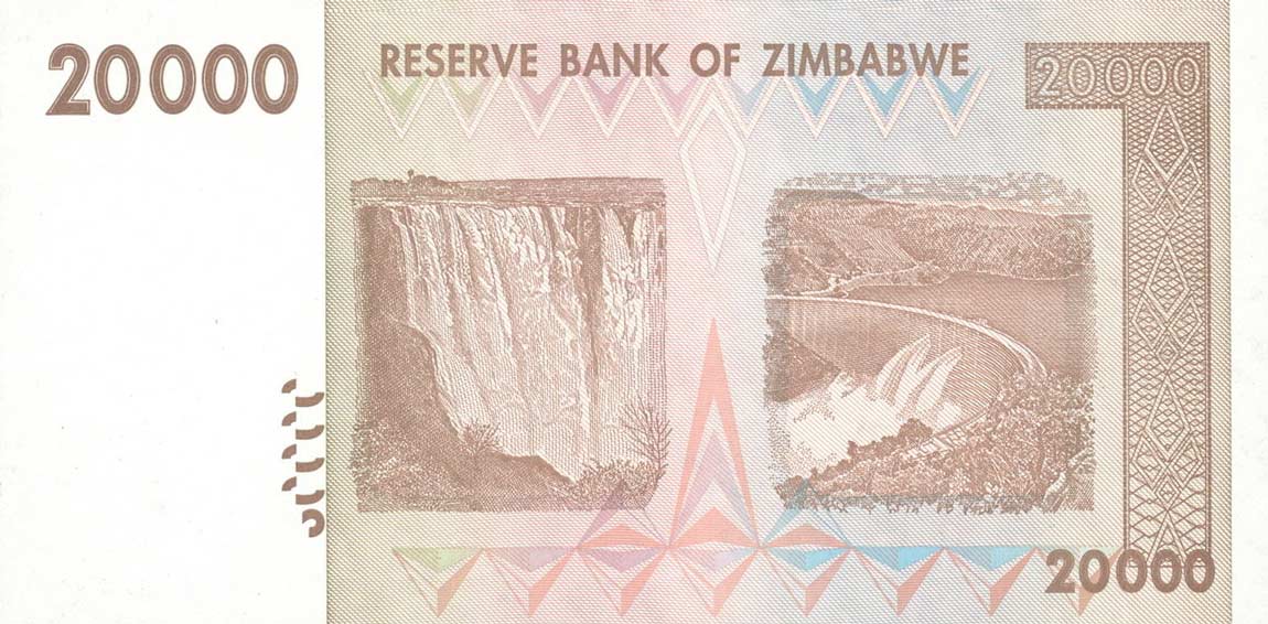 Back of Zimbabwe p73a: 20000 Dollars from 2007