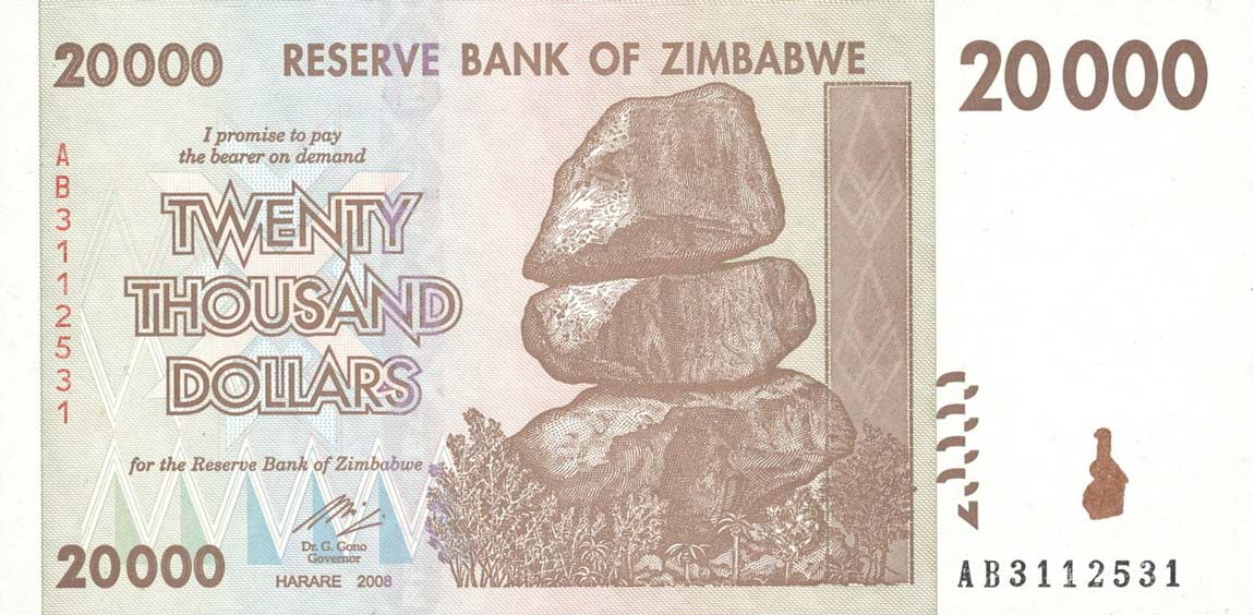 Front of Zimbabwe p73a: 20000 Dollars from 2007
