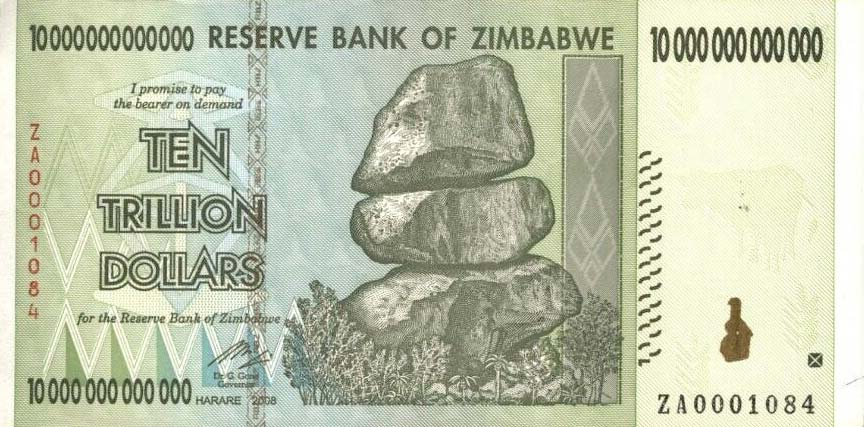 Front of Zimbabwe p88r: 10000000000000 Dollars from 2008