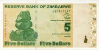 p93 from Zimbabwe: 5 Dollars from 2009