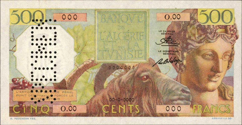 Front of Algeria p106s: 500 Francs from 1950