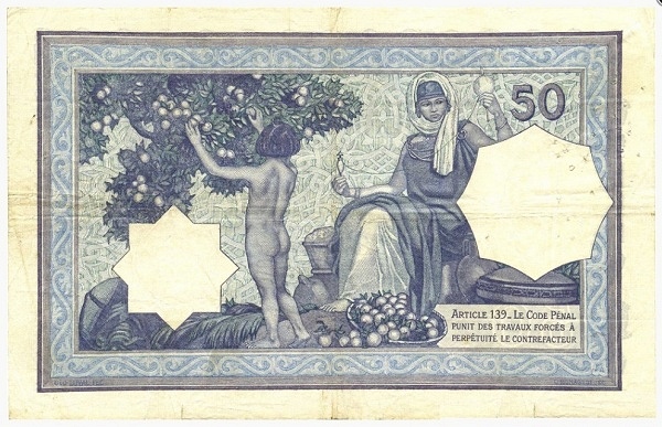Back of Algeria p79a: 50 Francs from 1913