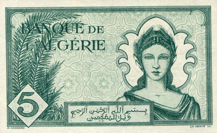 Back of Algeria p91: 5 Francs from 1942