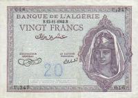 p92a from Algeria: 20 Francs from 1942