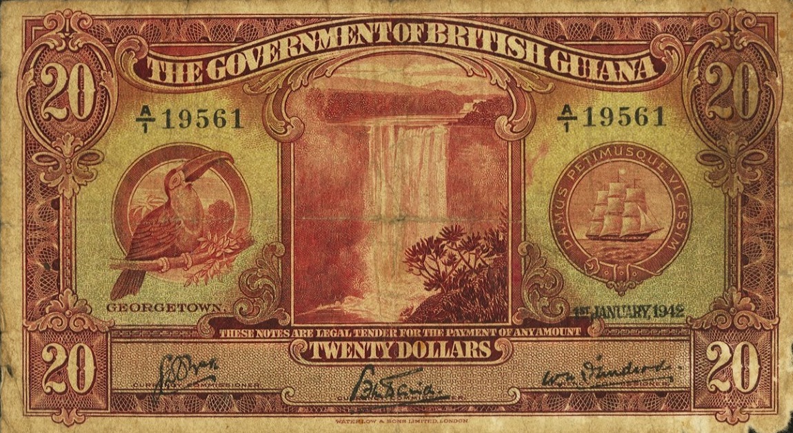 Front of British Guiana p16: 20 Dollars from 1942
