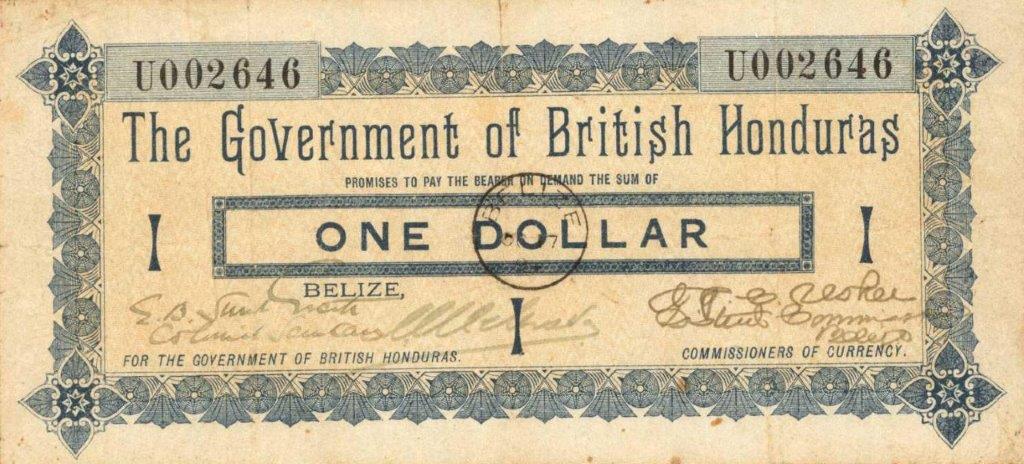 Front of British Honduras p1: 1 Dollar from 1894