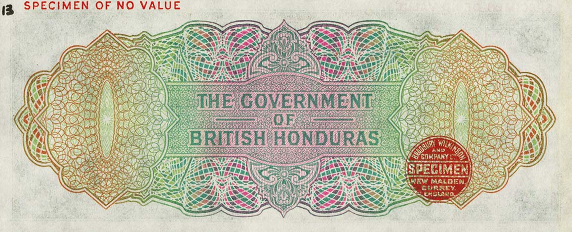 Back of British Honduras p21ct: 2 Dollars from 1939