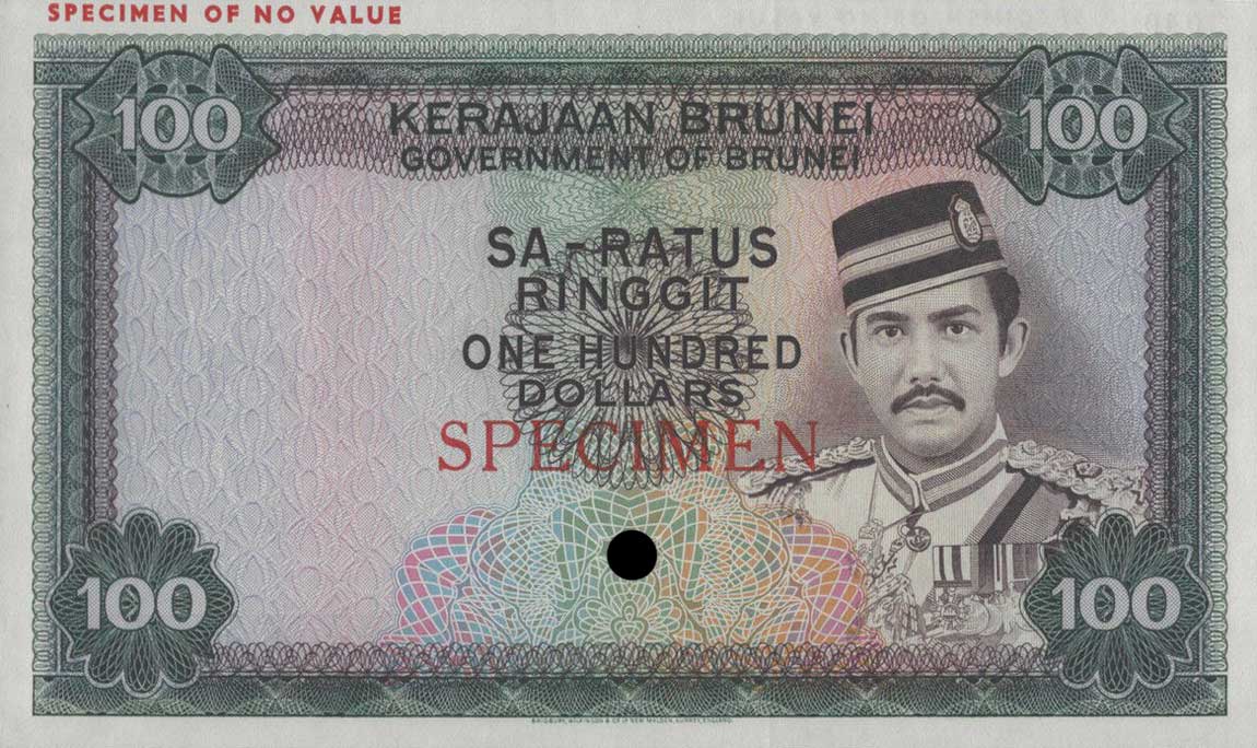 Front of Brunei p10ct: 100 Ringgit from 1972