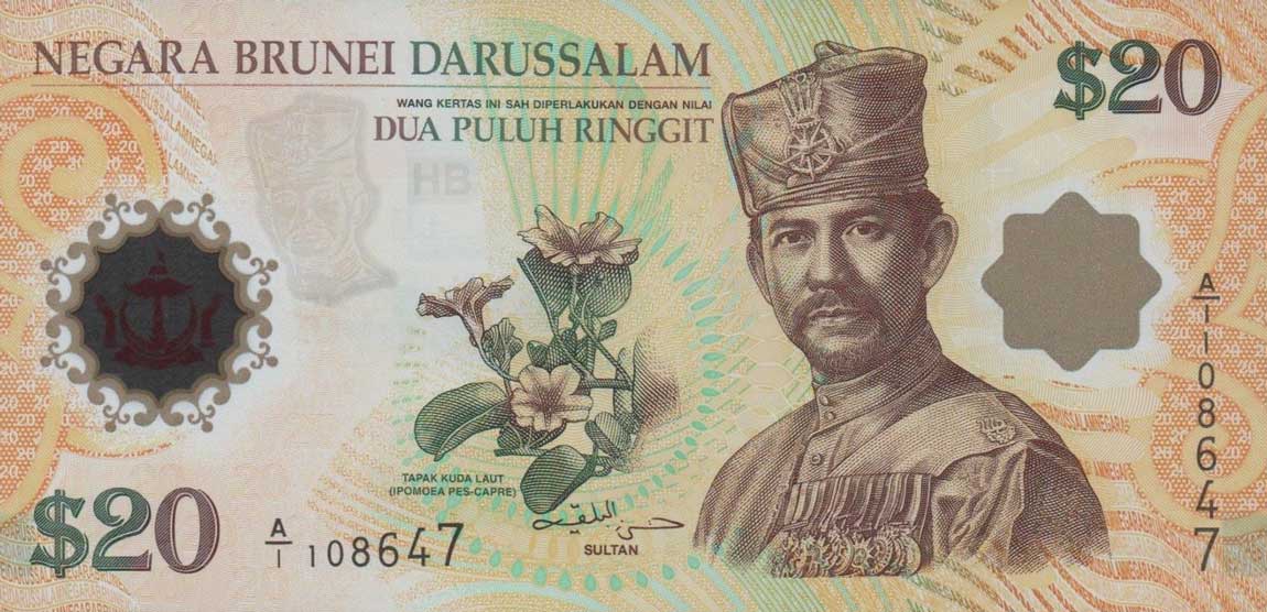 Front of Brunei p34a: 20 Ringgit from 2007