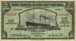 pS117a from Antigua: 5 Dollars from 1938