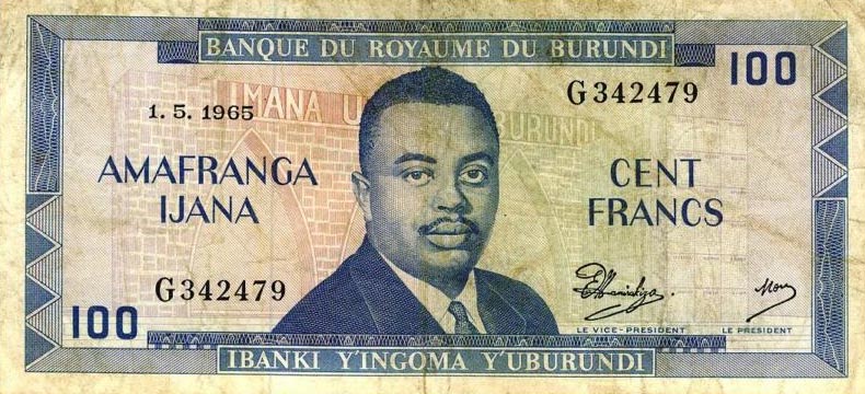 Front of Burundi p12a: 100 Francs from 1964