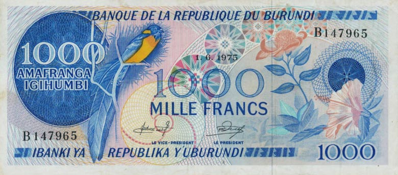 Front of Burundi p25b: 1000 Francs from 1975