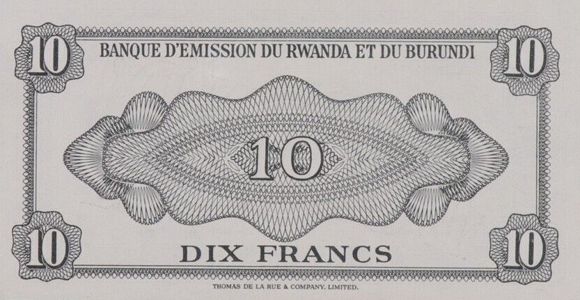 Back of Burundi p2: 10 Francs from 1964