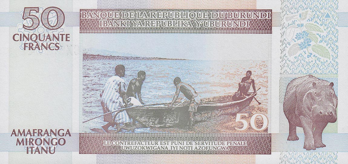 Back of Burundi p36e: 50 Francs from 2005