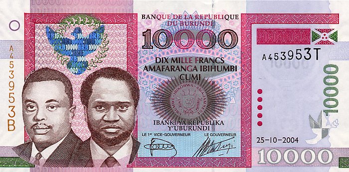 Front of Burundi p43a: 10000 Francs from 2004