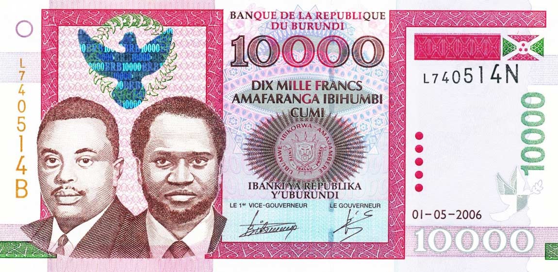 Front of Burundi p43b: 10000 Francs from 2006