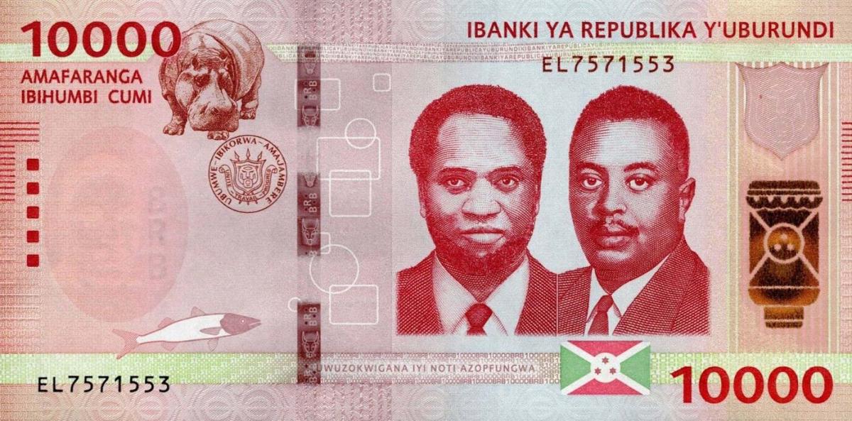 Front of Burundi p59: 10000 Francs from 2022