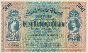 pS954b from German States: 500 Mark from 1922