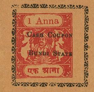 pS222 from India, Princely States: 1 Anna from 1876