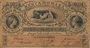 pS797 from Italian States: 25 Lire from 1883 pS797 from Italian States: 25 Lire from 1883