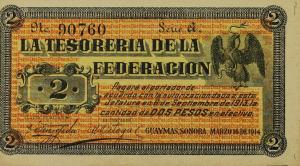 pS1061 from Mexico, Revolutionary: 2 Pesos from 1914 pS1061 from Mexico, Revolutionary: 2 Pesos from 1914