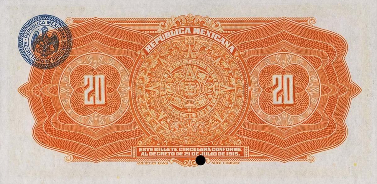 Back of Mexico, Revolutionary pS687s: 20 Pesos from 1915
