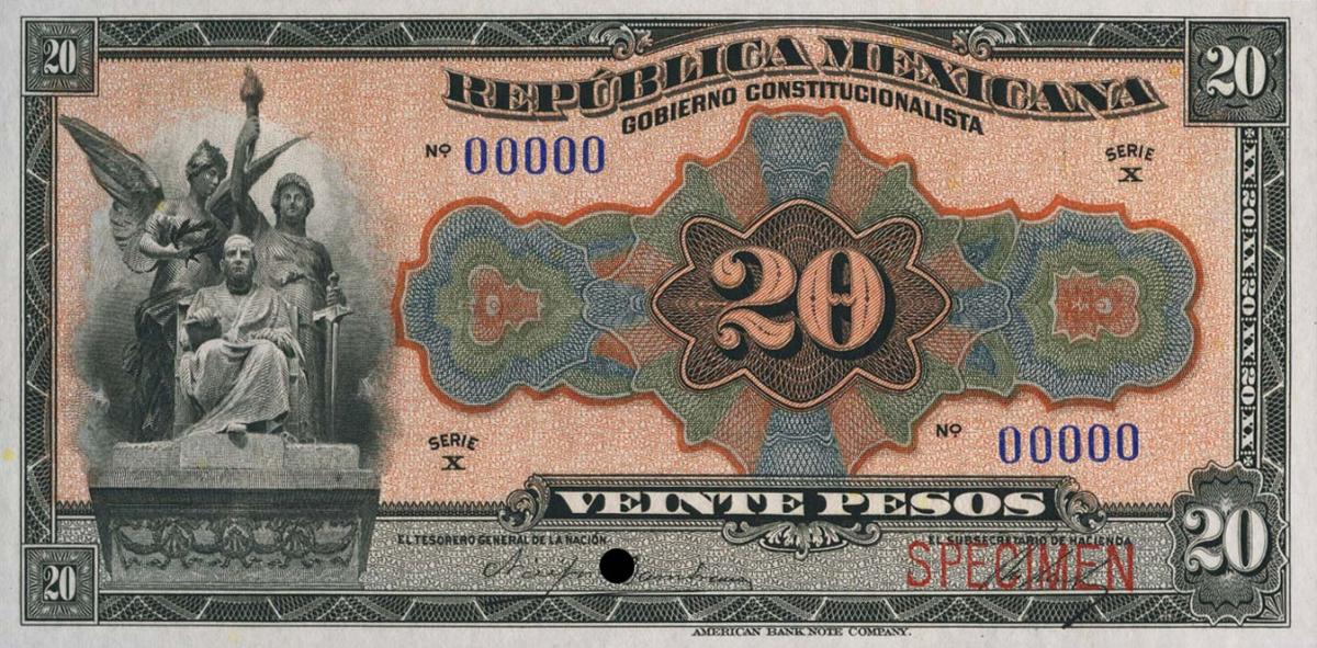 Front of Mexico, Revolutionary pS687s: 20 Pesos from 1915