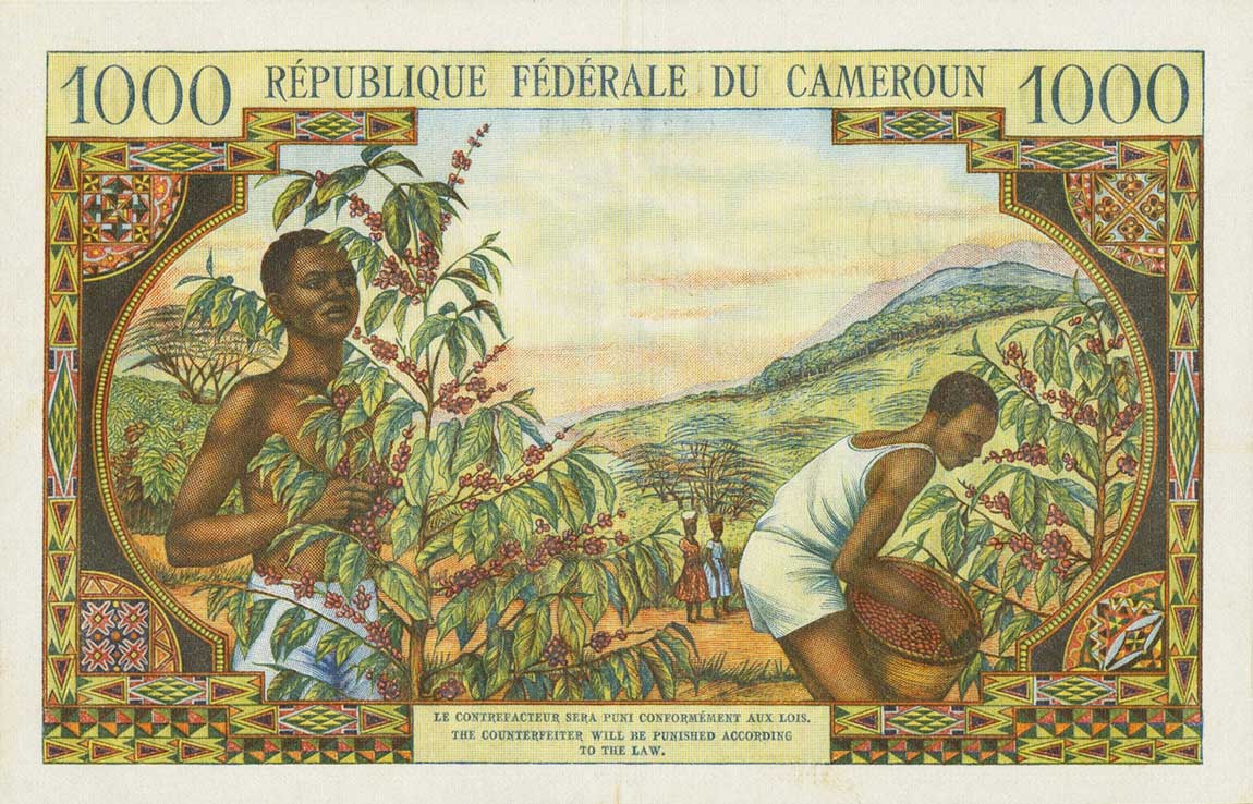 Back of Cameroon p12b: 1000 Francs from 1962