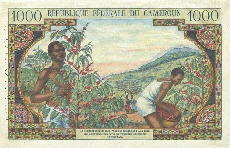 Back of Cameroon p12s: 1000 Francs from 1962