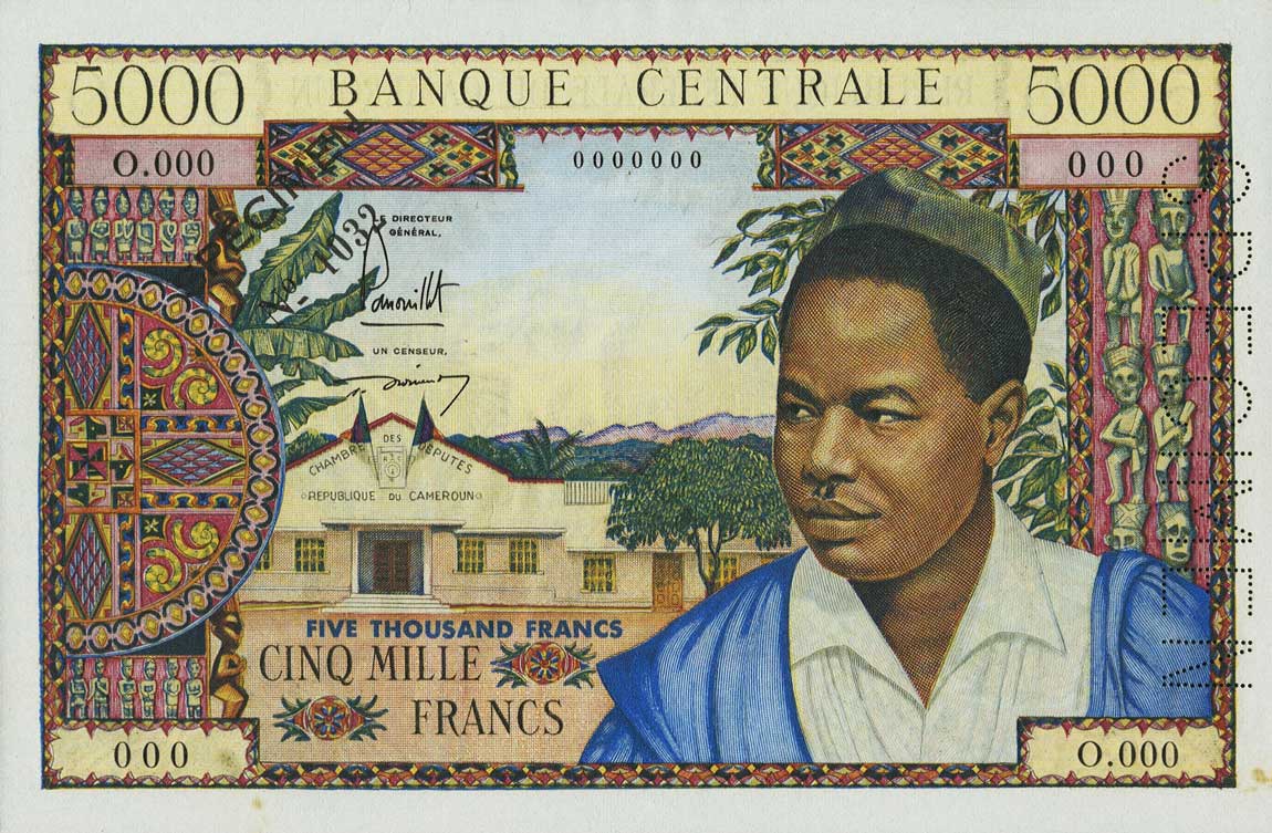 Front of Cameroon p13s: 5000 Francs from 1962