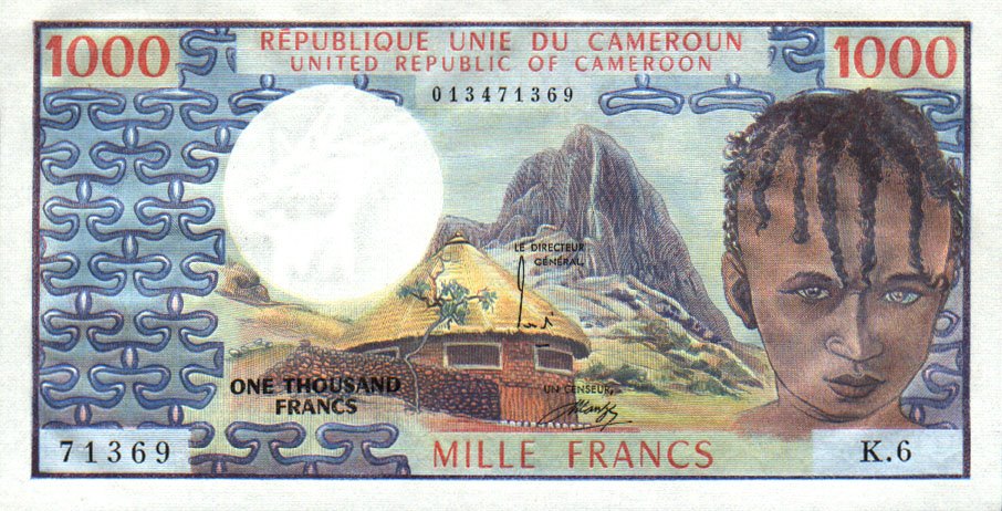 Front of Cameroon p16a: 1000 Francs from 1974