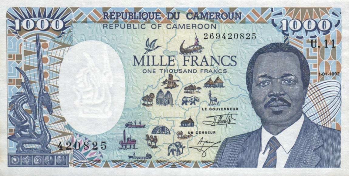 Front of Cameroon p26c: 1000 Francs from 1992