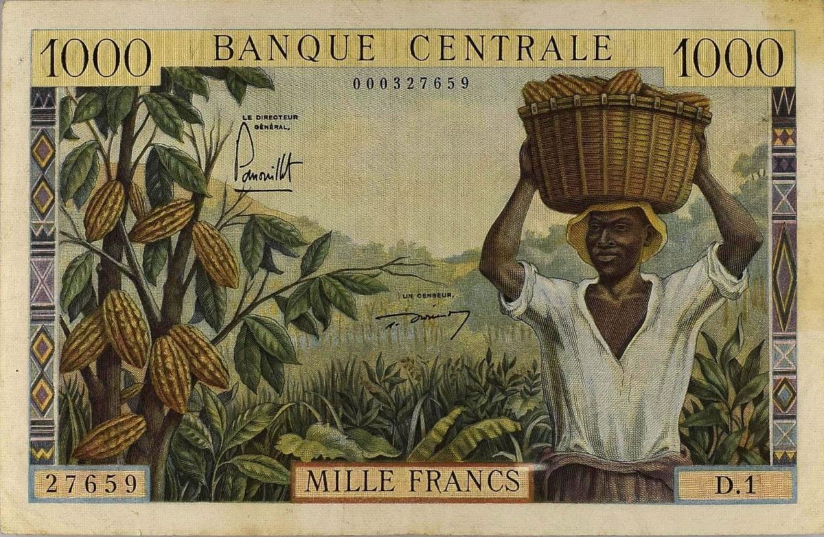 Front of Cameroon p7a: 1000 Francs from 1961
