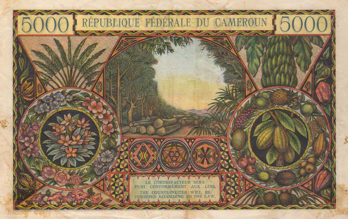 Back of Cameroon p9: 5000 Francs from 1961