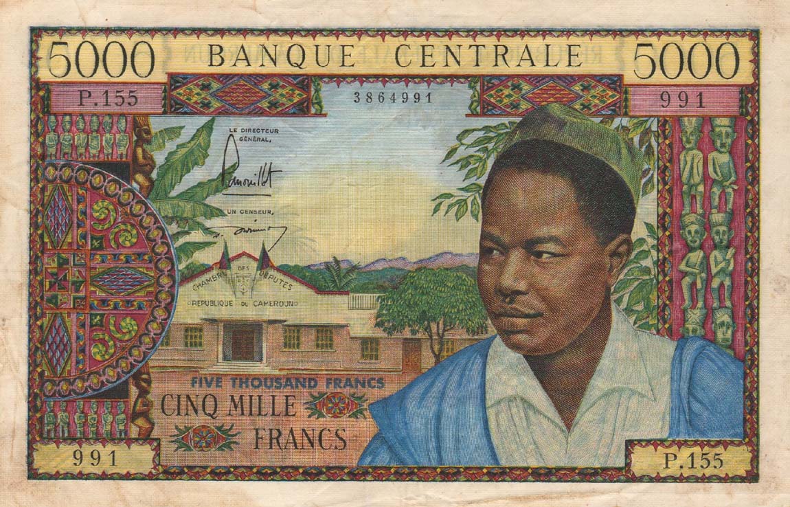 Front of Cameroon p9: 5000 Francs from 1961
