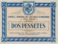 p2 from Andorra: 2 Pessetes from 1936