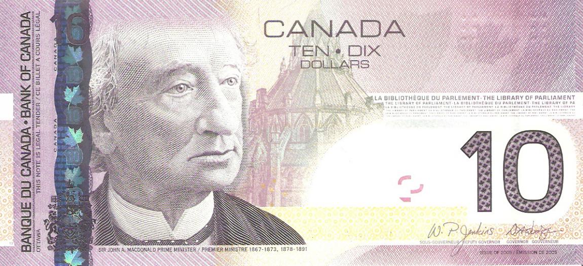Front of Canada p102Aa: 10 Dollars from 2005