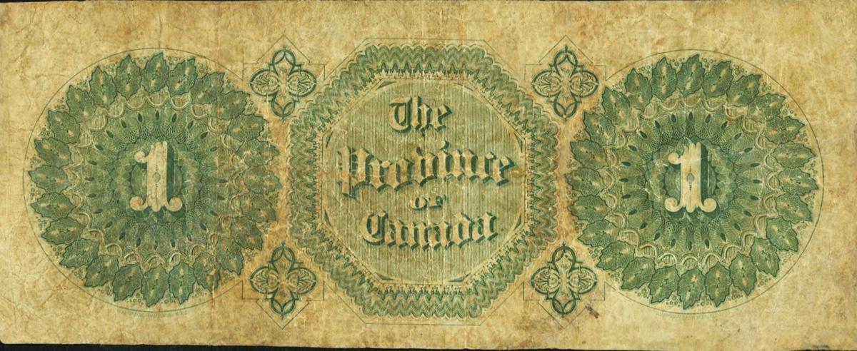 Back of Canada p1a: 1 Dollar from 1866