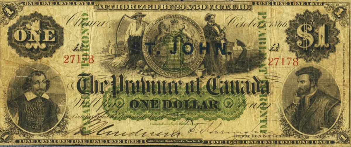 Front of Canada p1c: 1 Dollar from 1866