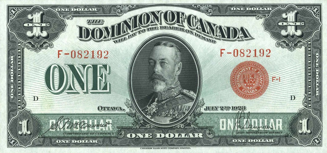 Front of Canada p33b: 1 Dollar from 1923