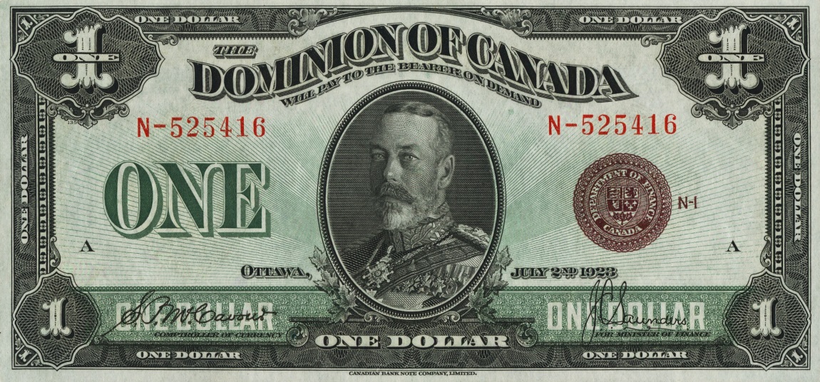 Front of Canada p33e: 1 Dollar from 1923
