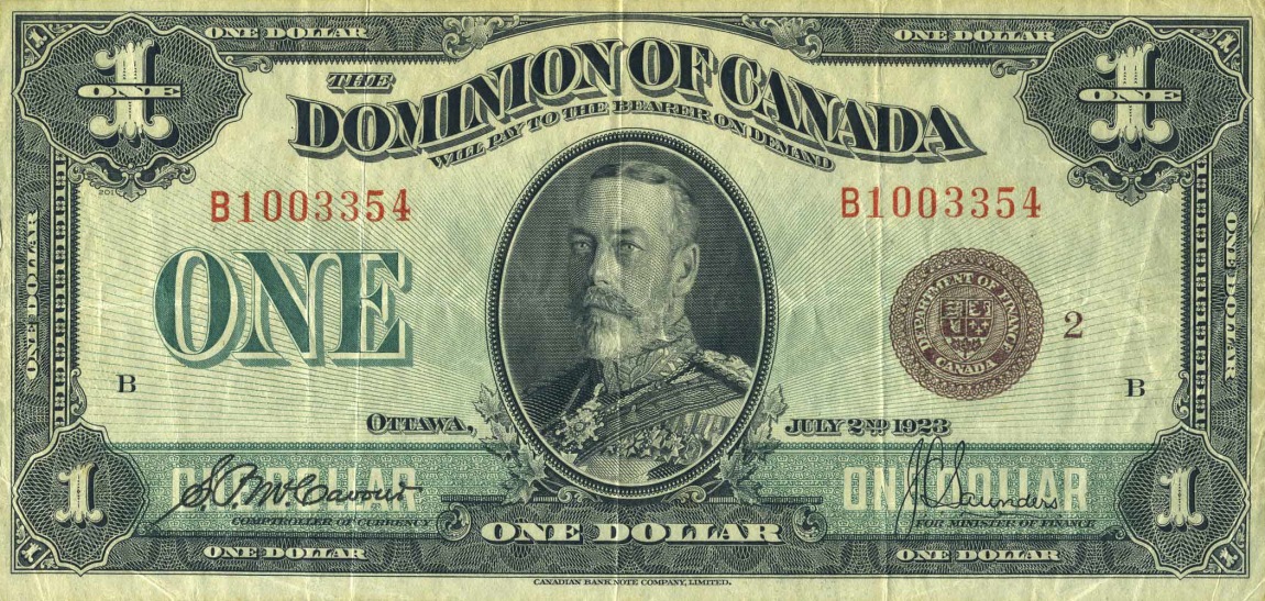 Front of Canada p33i: 1 Dollar from 1923