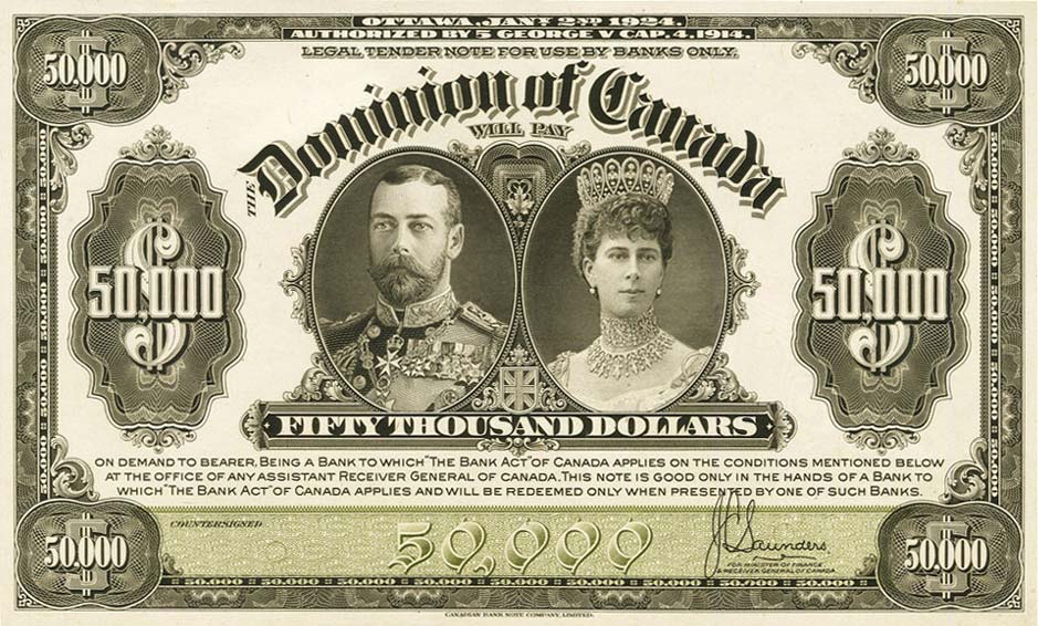 Front of Canada p34Cp1: 50000 Dollars from 1924