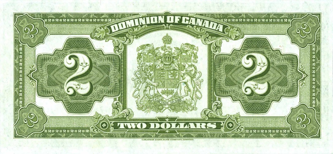 Back of Canada p34c: 2 Dollars from 1923