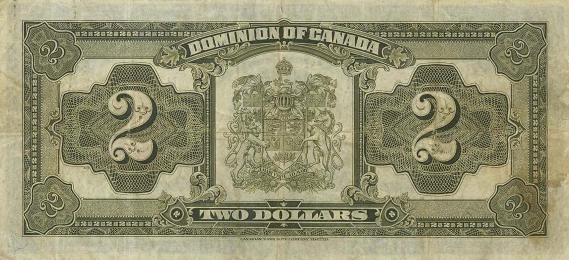 Back of Canada p34g: 2 Dollars from 1923