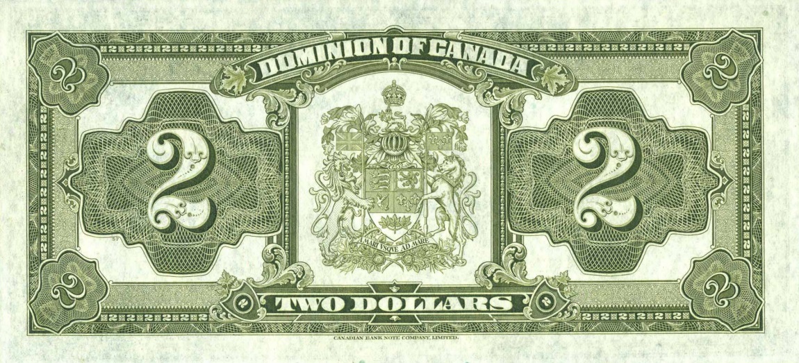 Back of Canada p34h: 2 Dollars from 1923