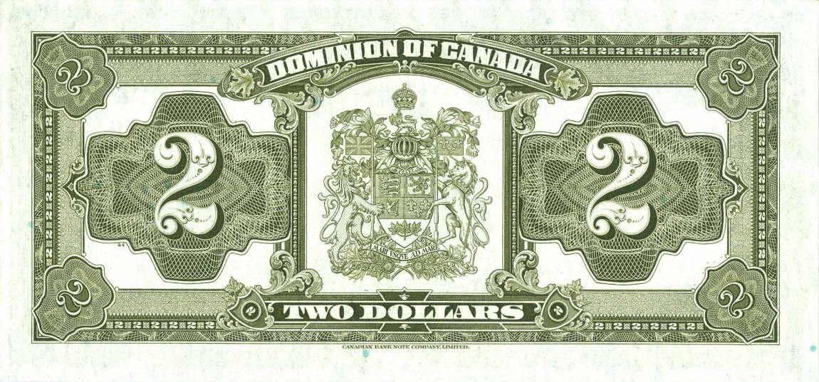 Back of Canada p34l: 2 Dollars from 1923