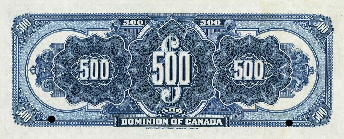 Back of Canada p36s: 500 Dollars from 1925
